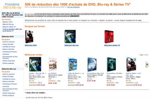 Promotions BD/DVD/séries TV Amazon : 50 € de réduction dès 100 € d'achat