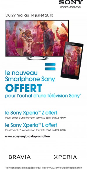 Offre TV Sony W8/Sony W9 : smartphone Sony Xperia L/Xperia Z offert Offre TV Sony W8/Sony W9 : smartphone Sony Xperia L/Xperia Z offert