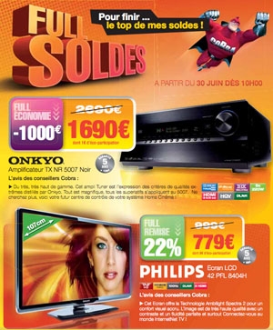 Full Soldes chez Cobra : bonnes affaires audio-vidéo… dépêchez-vous ! Full Soldes chez Cobra : bonnes affaires audio-vidéo… dépêchez-vous !