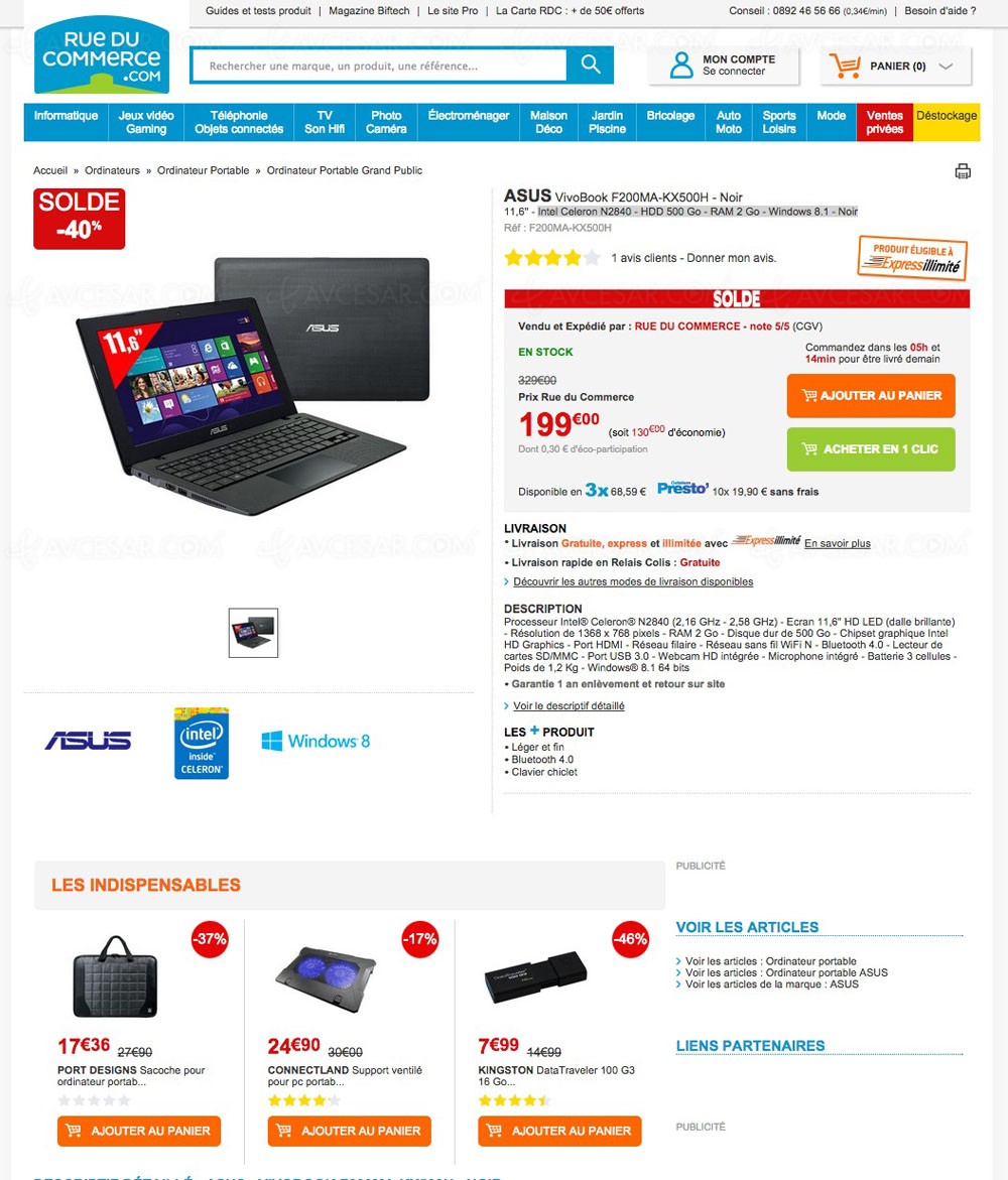 Solde ordinateur ultraportable 40 sur l