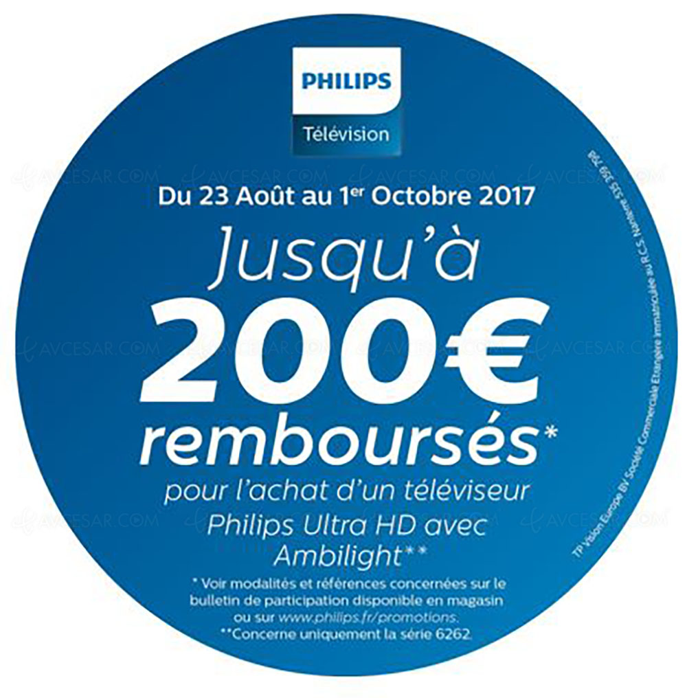 Offre de remboursement Philips TV, jusqu'à 200 € remboursés