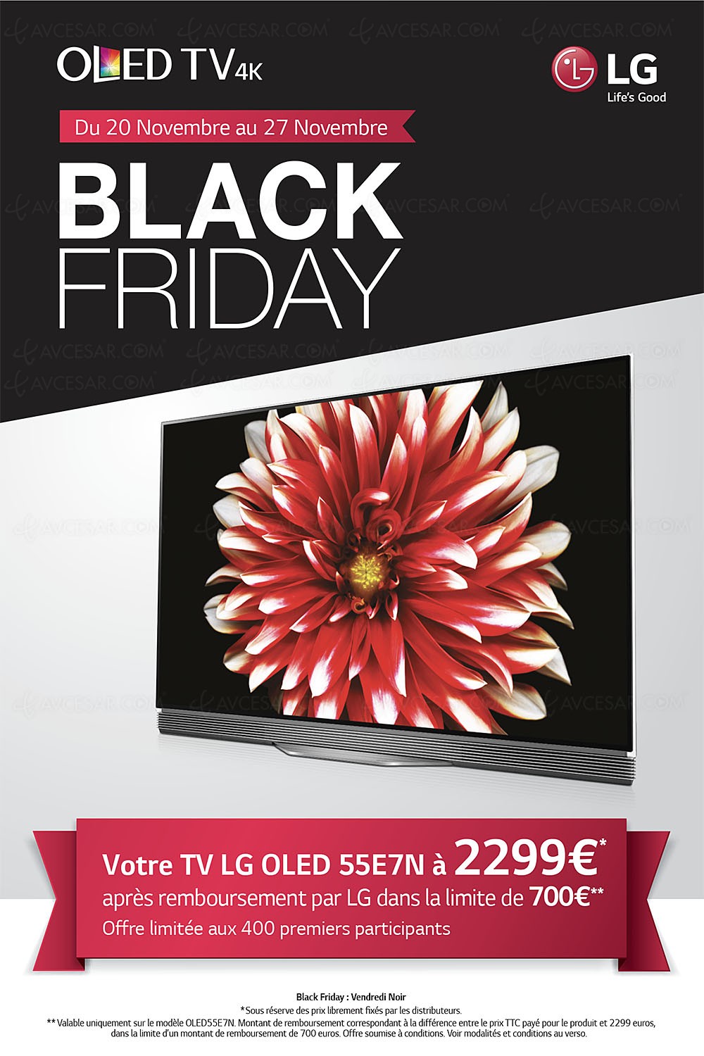 Offre de remboursement TV Oled LG Ultra HD Black Friday, LG 55E7N à 2 299