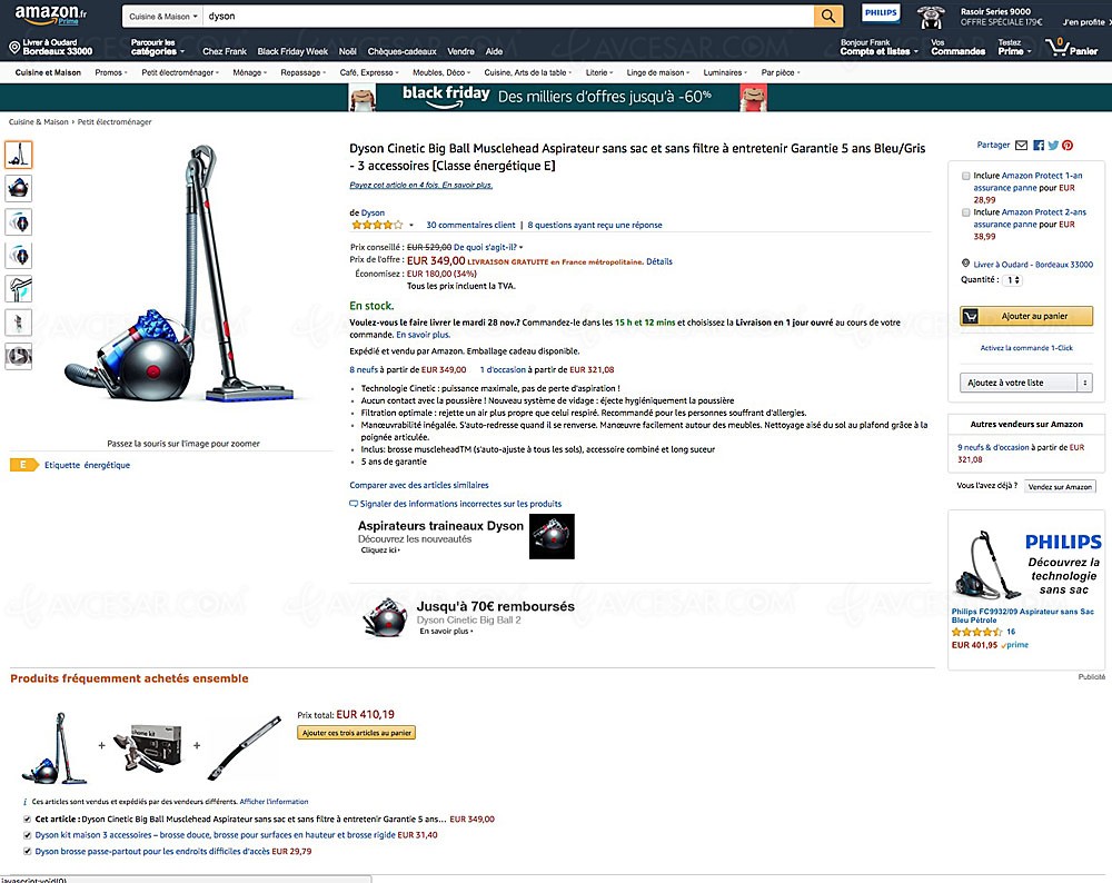 Black Friday aspirateur sans sac Dyson Cinetic Big Ball ...