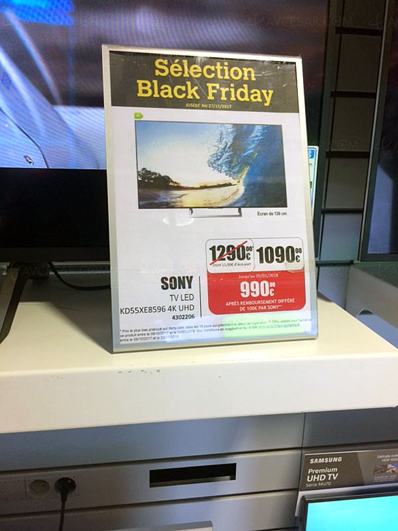 Black Friday, TV LED Ultra HD Sony KD‑55XE8596 à 990 €, soit ‑23 ou 300 € d'économie