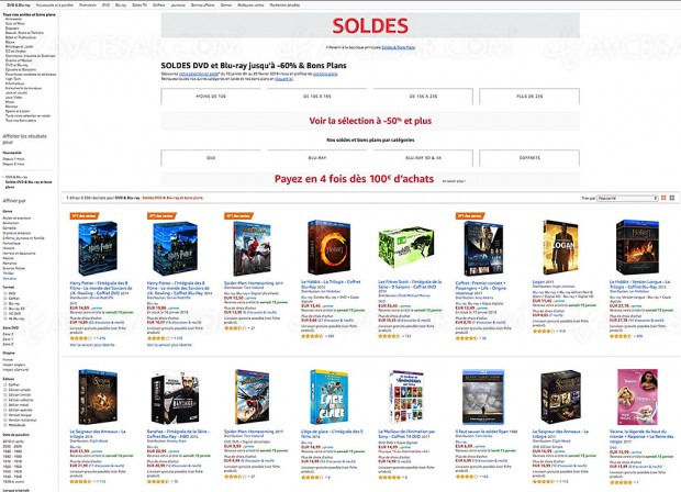 Soldes hiver 2018 Amazon, 2 000 DVD/Blu‑Ray/coffrets/séries TV jusqu'à -60%