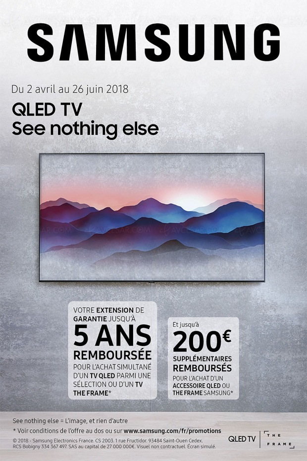 Offre de remboursement TV Samsung The Frame ou QLED 2017/2018, jusqu'à 700 € remboursés