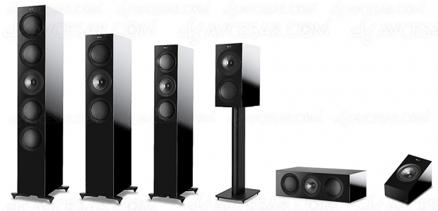 Nouvelles enceintes Kef R Series : 3 colonnes, 1 bibliothèque, 1 centrale et 1 enceinte Dolby Atmos