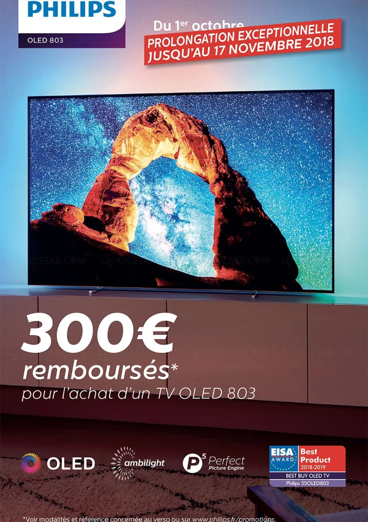 prolongation-offre-de-remboursement-tv-oled-ultra-hd-ambilight-philips-55oled803-et-philips-65oled803-300-rembourses