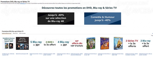 Promos Amazon sur plusieurs milliers de titres Blu‑Ray/DVD et séries TV, récapitulatif des meilleures promos du moment