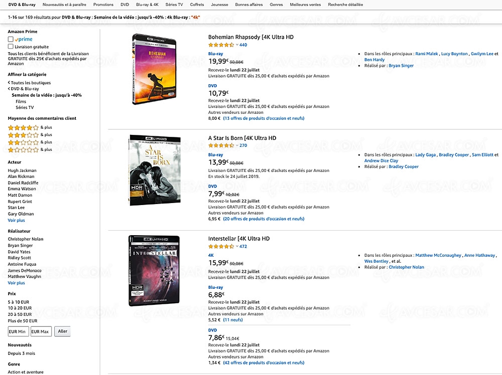 Amazon Semaine de la vidéo, 166&nbsp;coffrets 4K Ultra&nbsp;HD Blu&#8209;Ray jusqu'à&nbsp;-57%