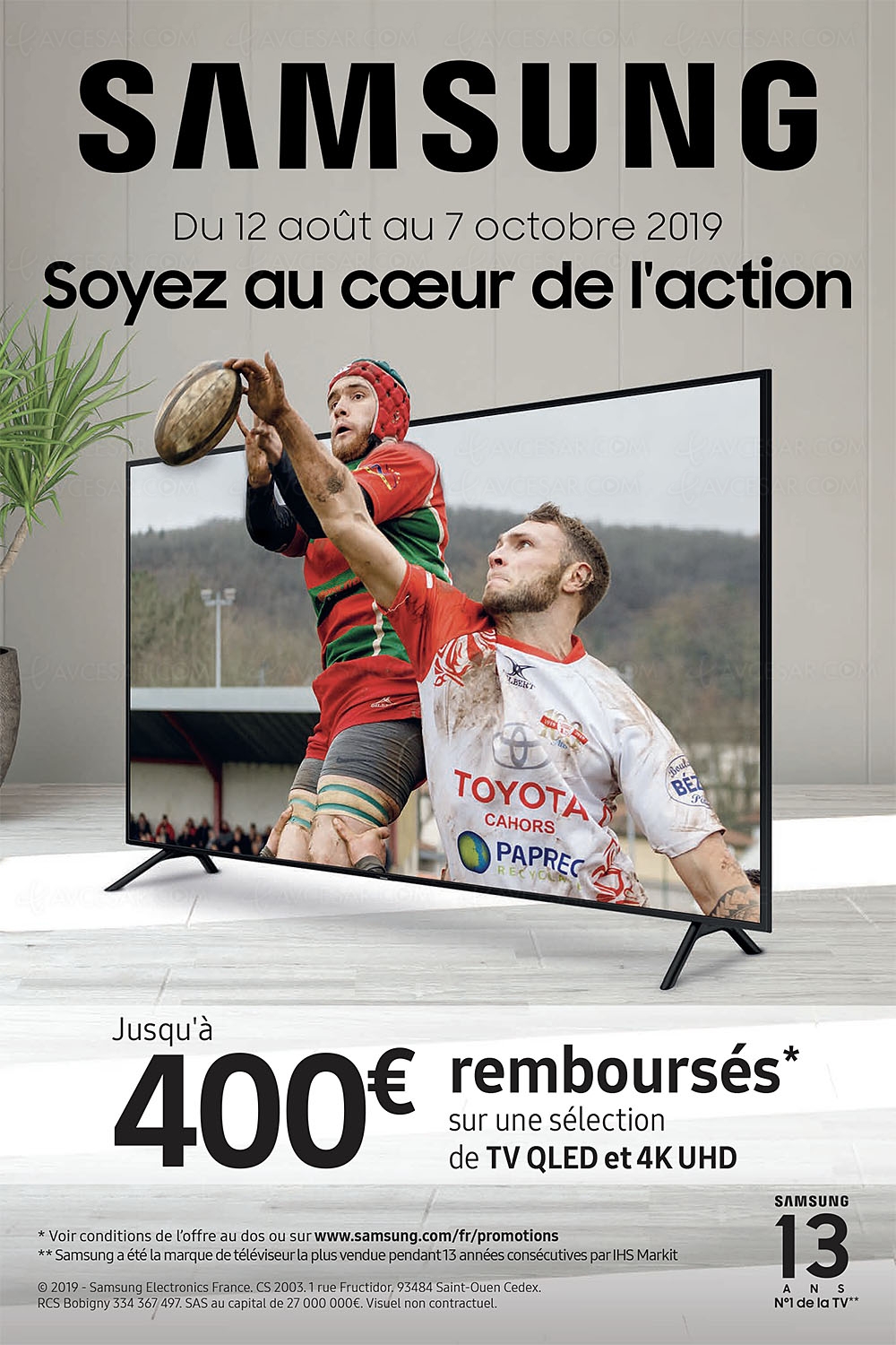 Offre de remboursement&nbsp;TV Samsung QLED et&nbsp;Ultra&nbsp;HD, jusqu'à 400&nbsp;€&nbsp;remboursés