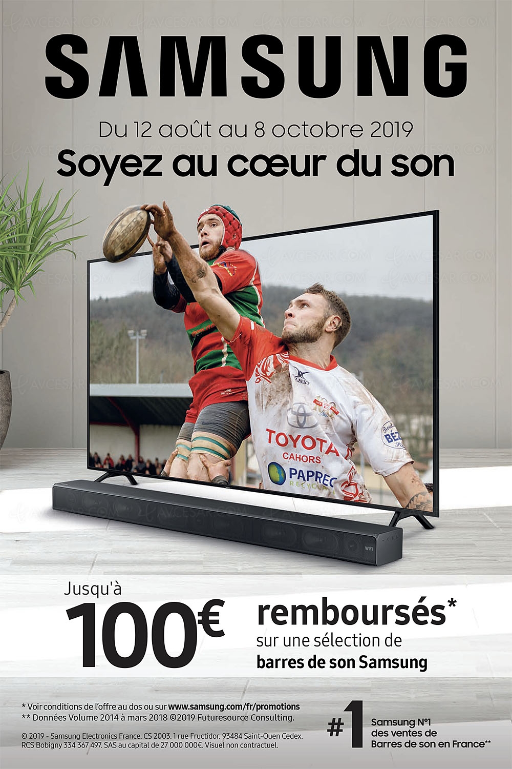 Offre de remboursement Samsung barre sonore, jusqu'à 100&nbsp;€&nbsp;remboursés