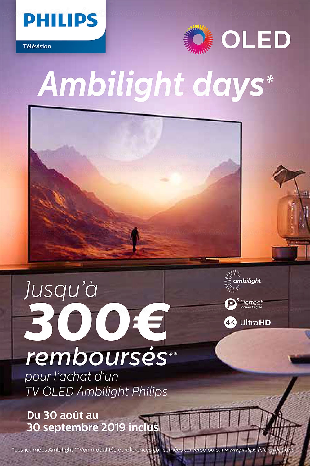 Offre de remboursement Philips&nbsp;TV Oled UHD Ambilight&nbsp;Days, jusqu'à 300&nbsp;€&nbsp;remboursés