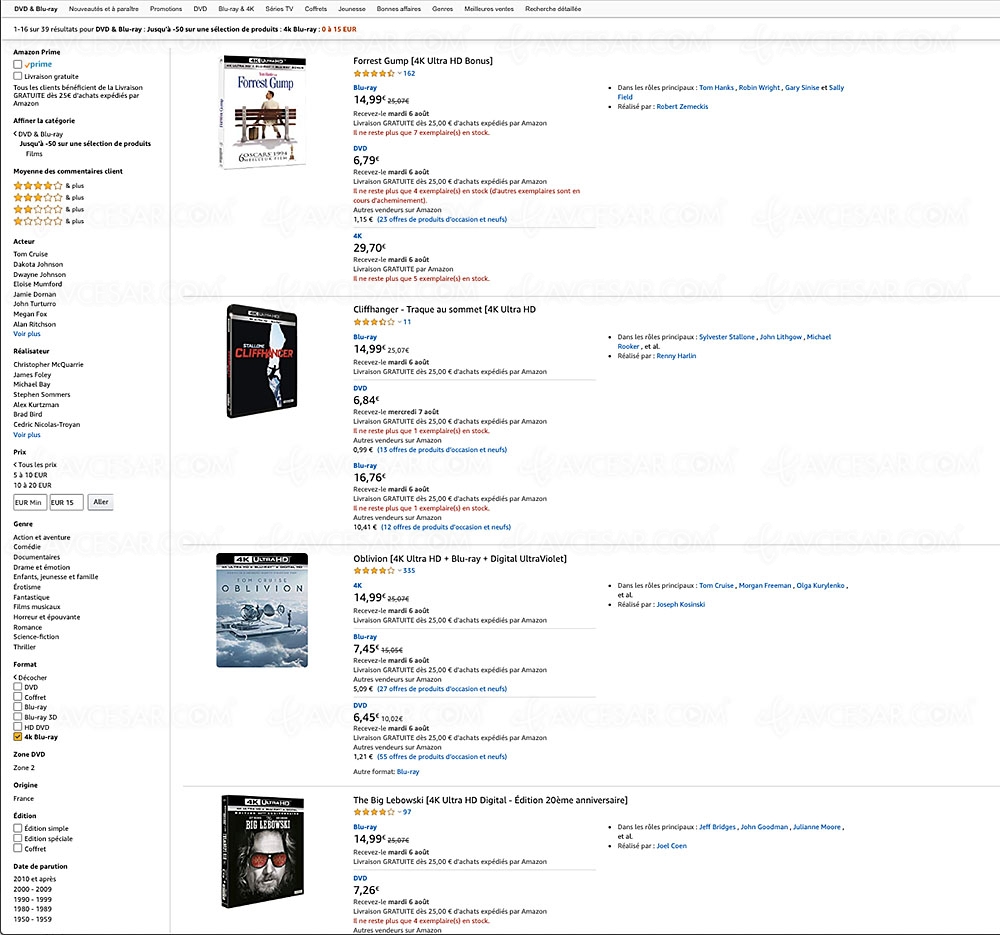 Promo Amazon, 115&nbsp;coffrets 4K Ultra&nbsp;HD Blu&#8209;Ray à moins de&nbsp;15&nbsp;€