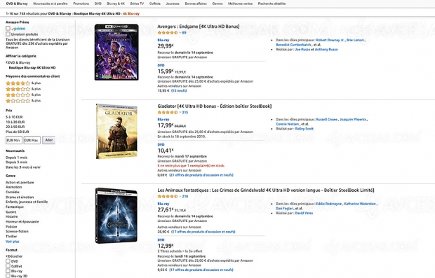 Promo Amazon, 232 coffrets 4K Ultra HD Blu‑Ray à moins de 20 €