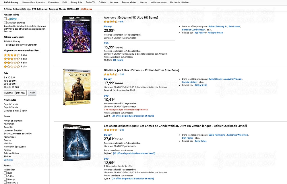 Promo Amazon, 250&nbsp;coffrets 4K&nbsp;Ultra&nbsp;HD Blu&#8209;Ray à moins de&nbsp;20&nbsp;€