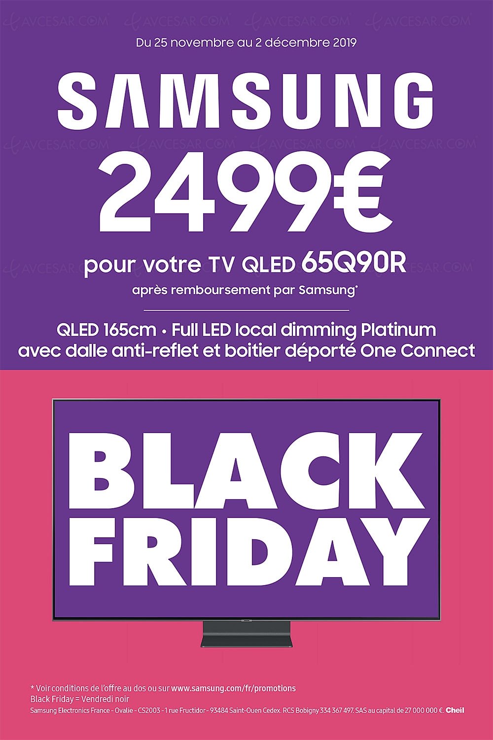 Black Friday 2019 > Offre de remboursement 1&nbsp;000&nbsp;€ TV&nbsp;QLED Samsung&nbsp;65Q90R