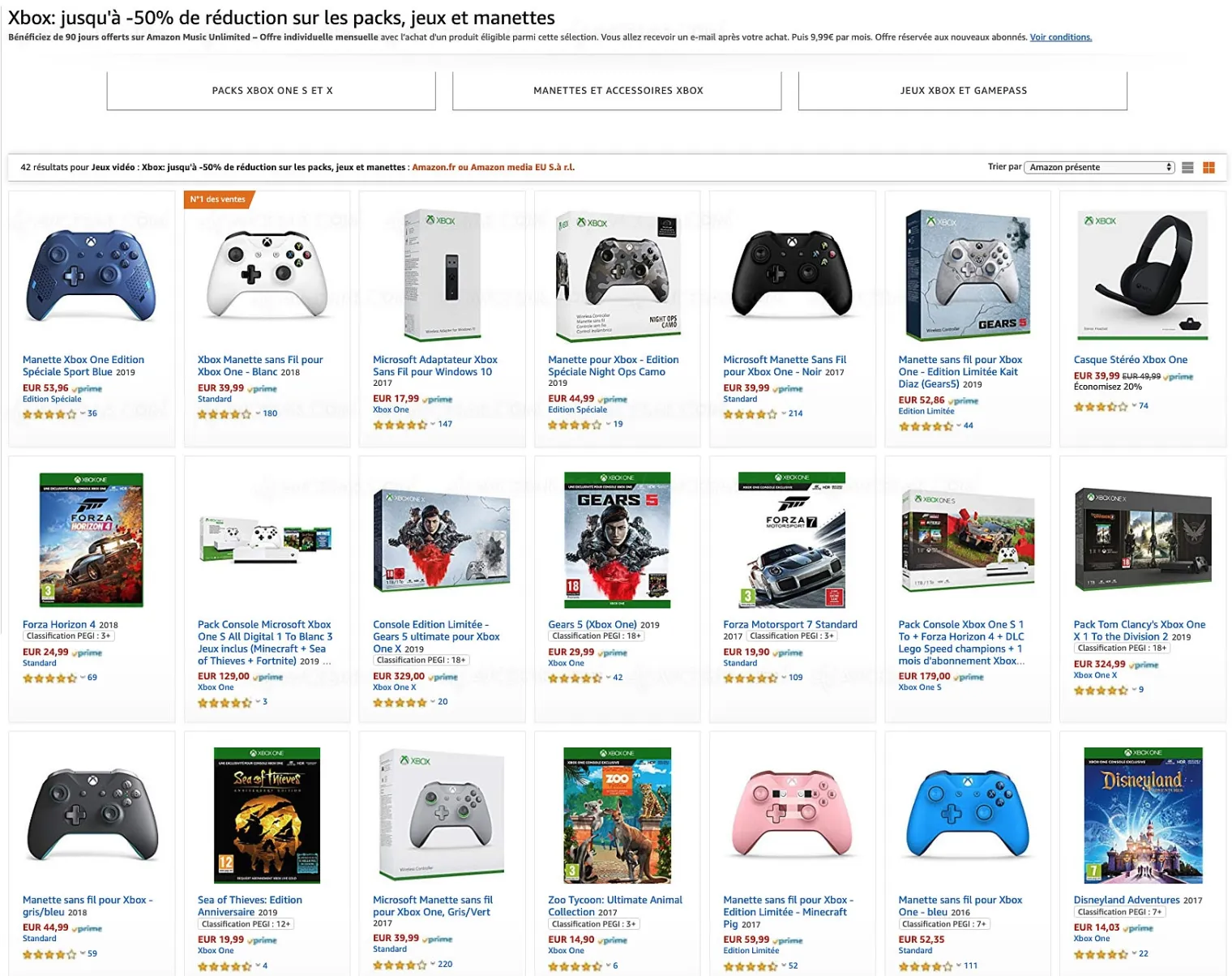 black-friday-2019-amazon-xbox-one-packs-jeux-et-manettes-jusqu-a-50-de-remise