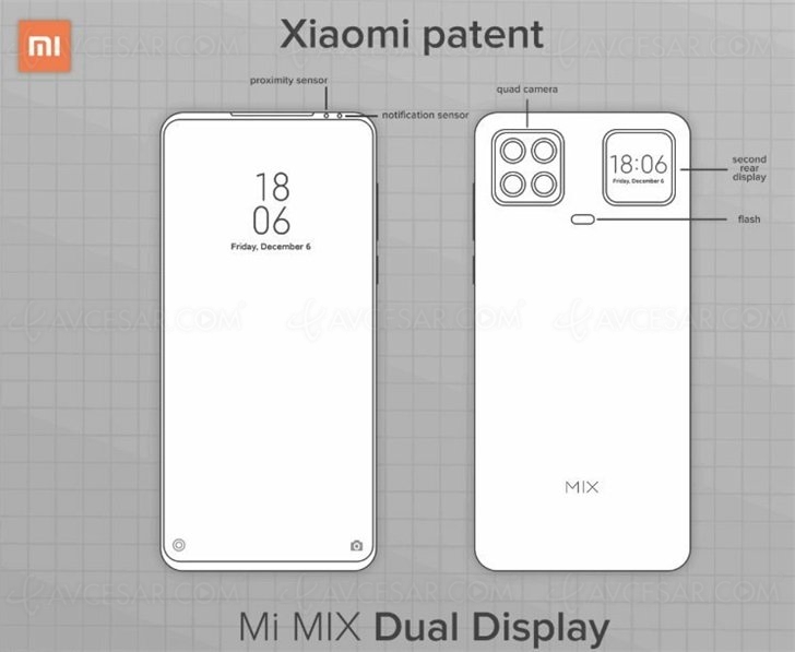 Brevet smartphone&nbsp;Xiaomi&nbsp;: second (petit) écran&nbsp;à&nbsp;l’arrière