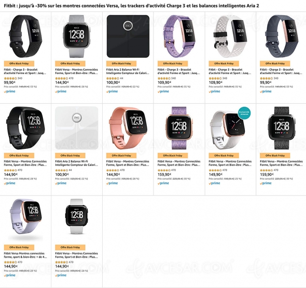 Black Friday 2019 > Amazon Fitbit : montres connectées, tracker d'activité, balance… jusqu'à 35% de remise