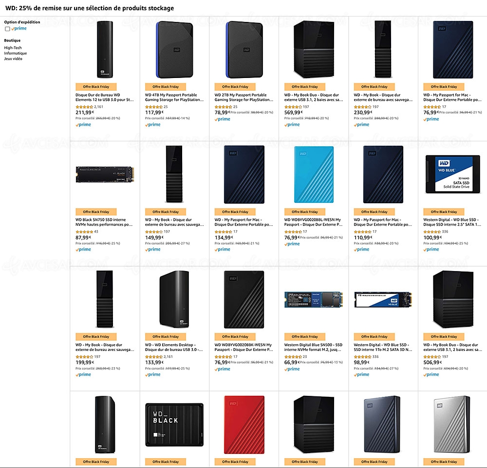 Cyber Monday 2019 > Amazon Western&nbsp;Digital&nbsp;: disques durs portables,&nbsp;Nas… jusqu'à 28&nbsp;To et&nbsp;25% de&nbsp;remise