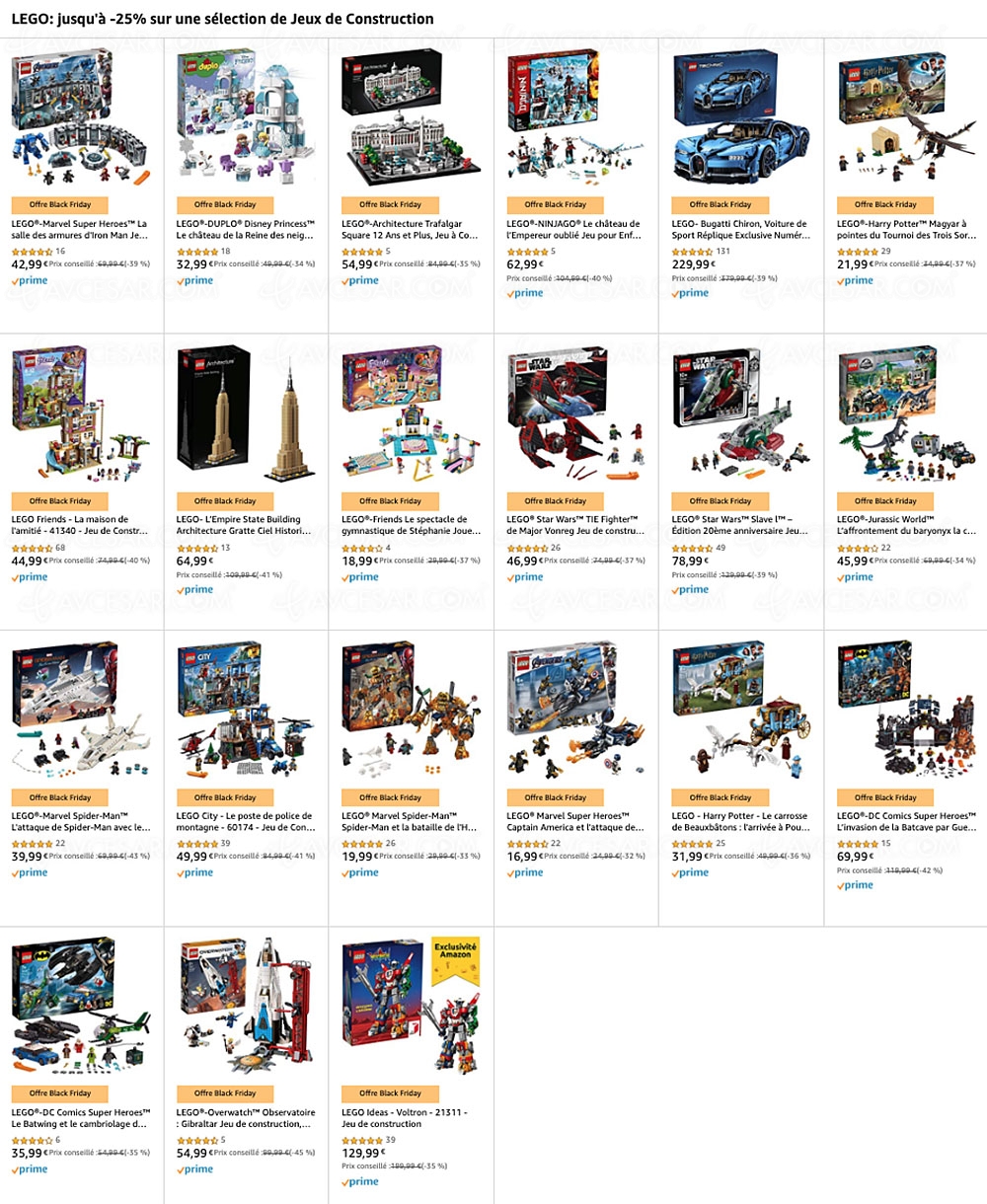Cyber Monday 2019 > Amazon, sélection de jeux de constructions jusqu'à&nbsp;45% de&nbsp;remise