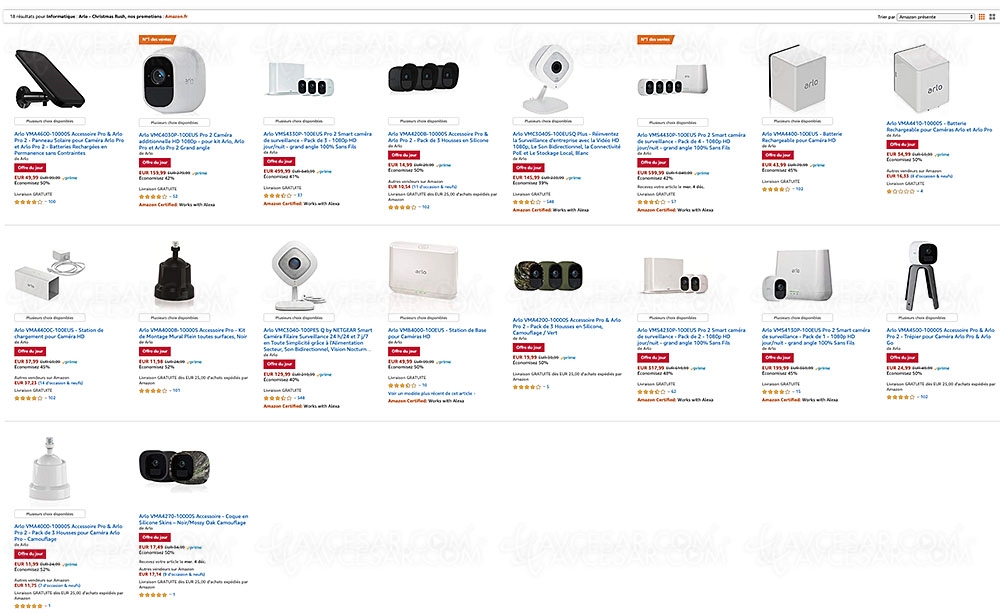 Cyber Monday 2019 > Amazon, sélection caméras surveillance Arlo, jusqu'à&nbsp;52% de&nbsp;remise
