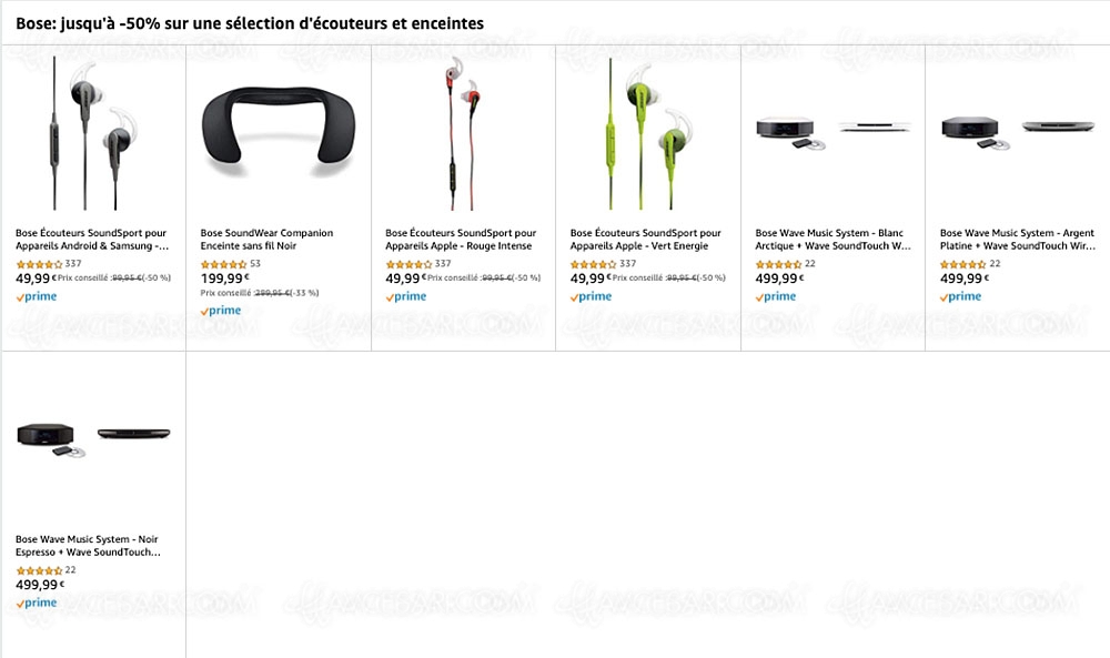 Ventes flash Noël 2019 > Amazon Bose&nbsp;: jusqu'à&nbsp;&#8209;50% de remise sur une sélection d'écouteurs et&nbsp;d'enceintes