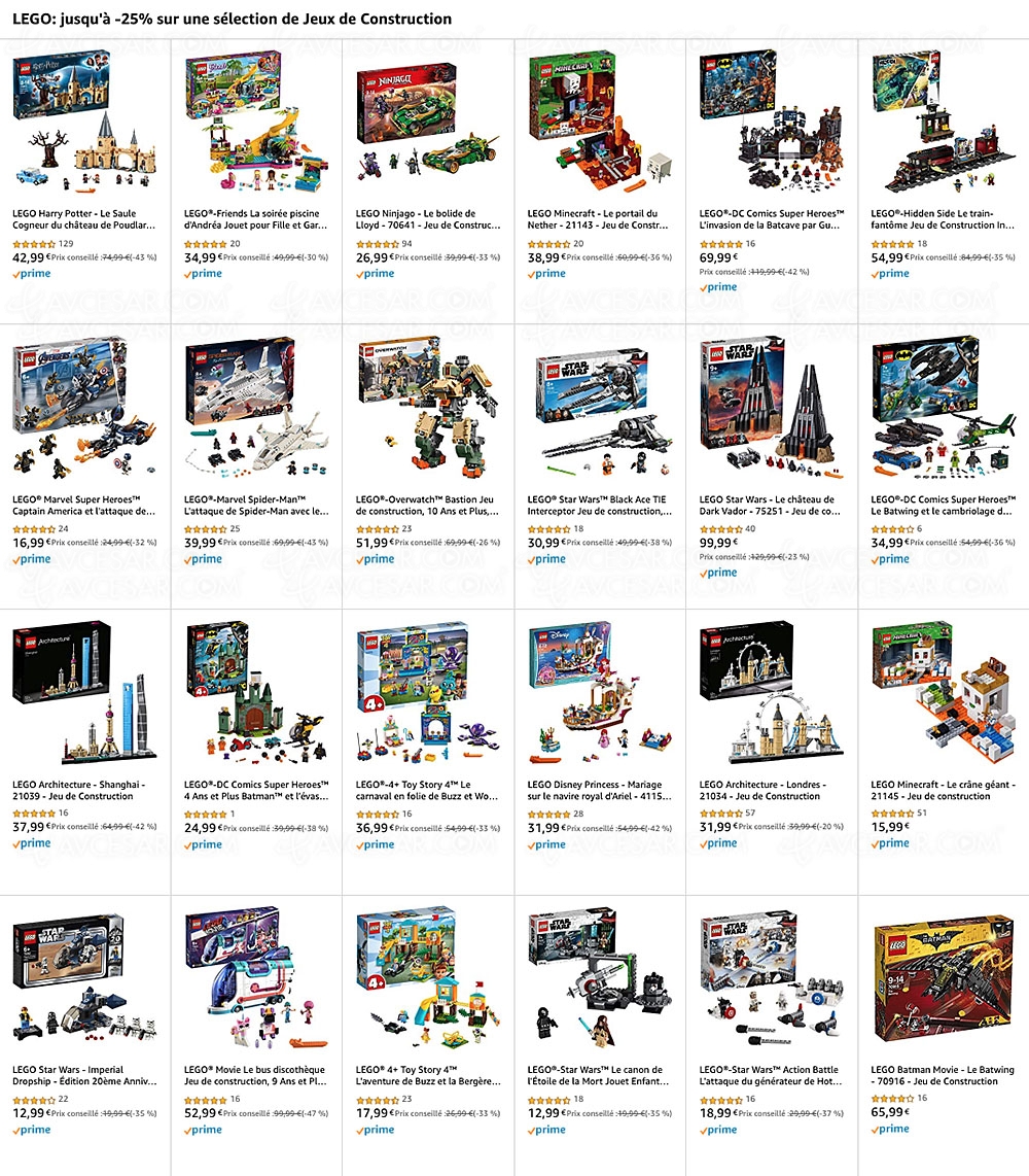 Ventes flash Noël 2019 > Amazon, sélection de jeux de constructions jusqu'à&nbsp;-47% de&nbsp;remise