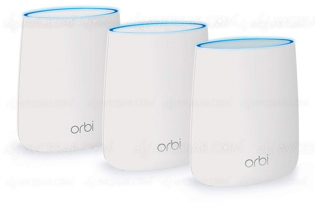 Ventes flash Noël 2019 > Amazon, pack Wi‑Fi Netgear Orbi RBK23, 1 base/2 satellites à 249,99 €, soit 65 € de remise