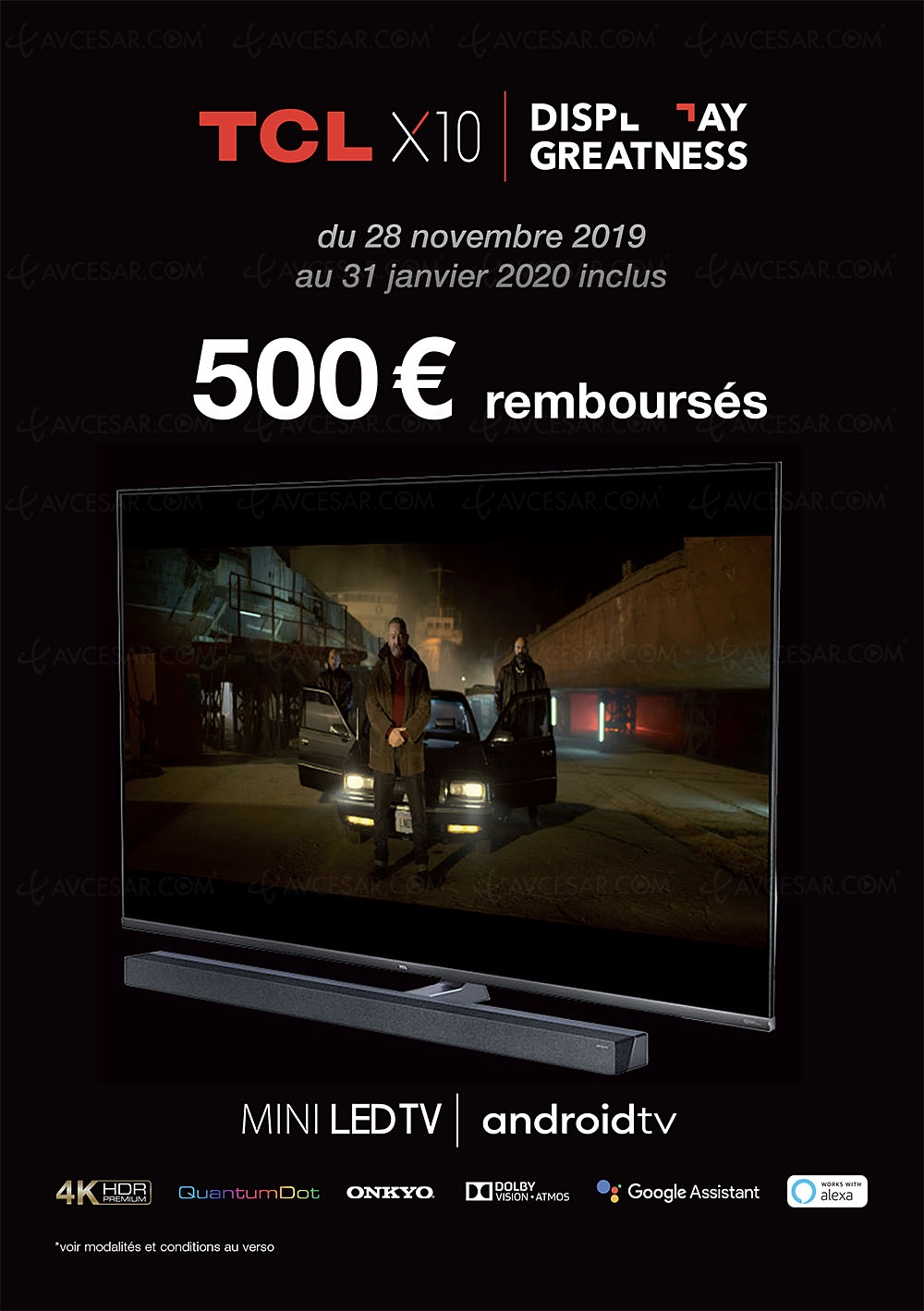 Offre de remboursement TV Mini&nbsp;LED TCL&nbsp;65X10, 500&nbsp;€&nbsp;remboursés