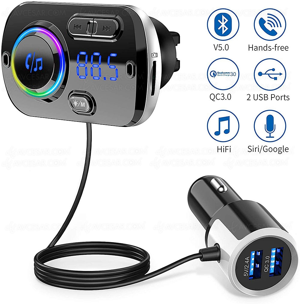 Ventes flash Noël 2019 > Amazon transmetteur FM/Bluetooth GRDE pour voiture à&nbsp;24,99&nbsp;€, soit&nbsp;-48% de&nbsp;remise