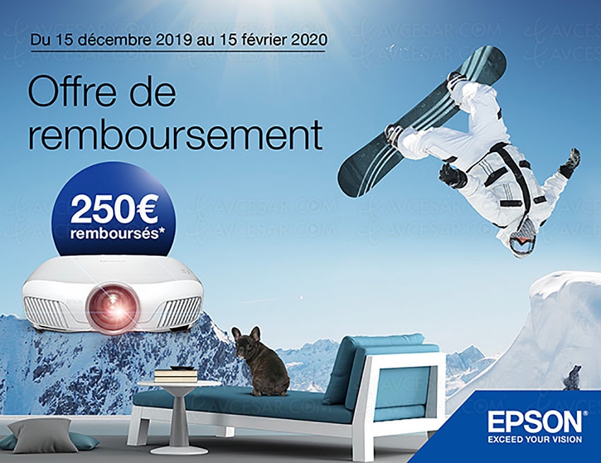 Offre de remboursement Epson&nbsp;EH&#8209;TW7400, 250&nbsp;€&nbsp;remboursés