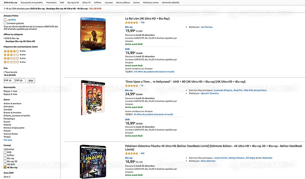 Offres de fêtes 2019 > Amazon, 253&nbsp;coffrets 4K&nbsp;Ultra&nbsp;HD Blu&#8209;Ray à&nbsp;moins de&nbsp;20&nbsp;€