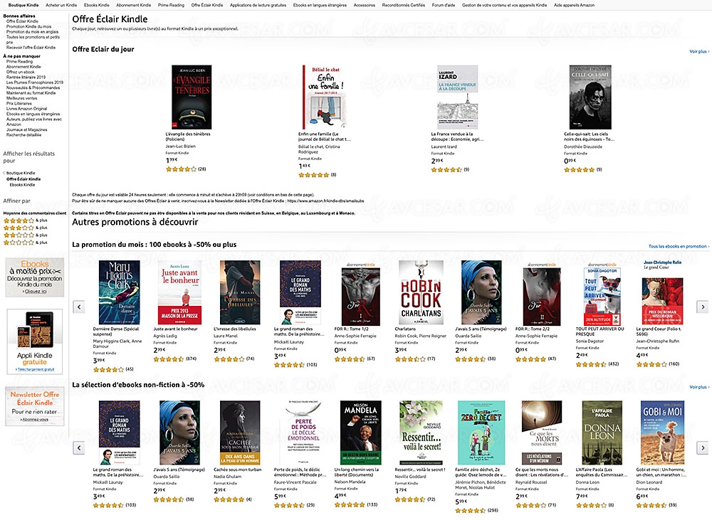 Soldes hiver 2020 Amazon, 100&nbsp;eBooks à &#8209;50% de&nbsp;remise