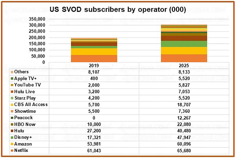 307 millions d’abonnements SVOD aux&nbsp;USA&nbsp;en&nbsp;2025