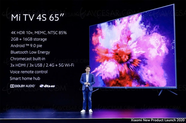 TV LED Ultra HD 4K Xiaomi Mi TV 4S65 (65''), en France en juin à 549 €