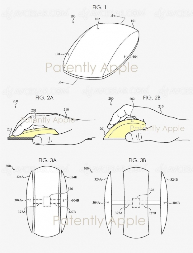 Gros plan sur la souris d'Apple, à géométrie variable