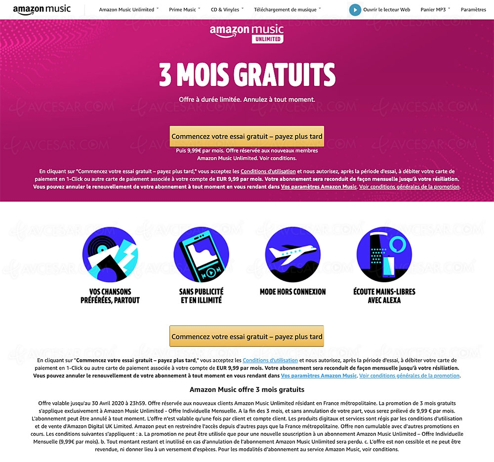Amazon Music Unlimited gratuit pendant&nbsp;3&nbsp;mois&nbsp;!