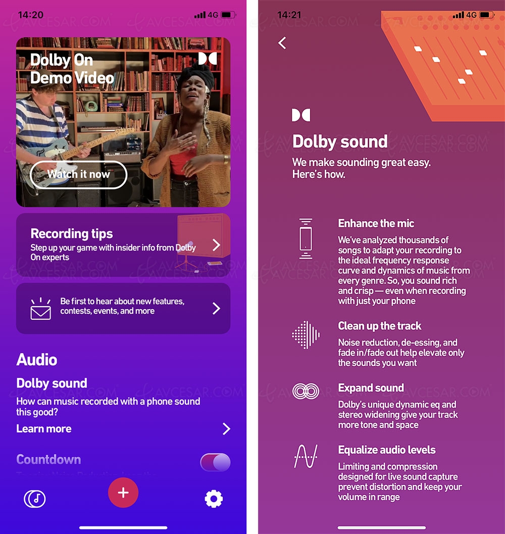 Application Dolby&nbsp;On, un ingénieur du son dans la&nbsp;poche&nbsp;(gratuit)