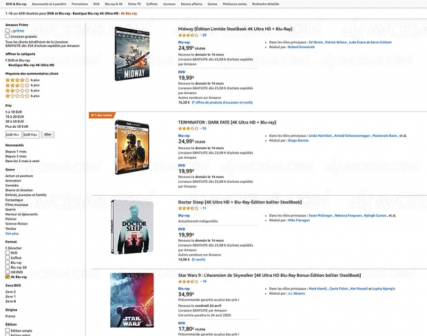 Amazon, 867 coffrets 4K Ultra HD Blu‑Ray jusqu'à ‑63%