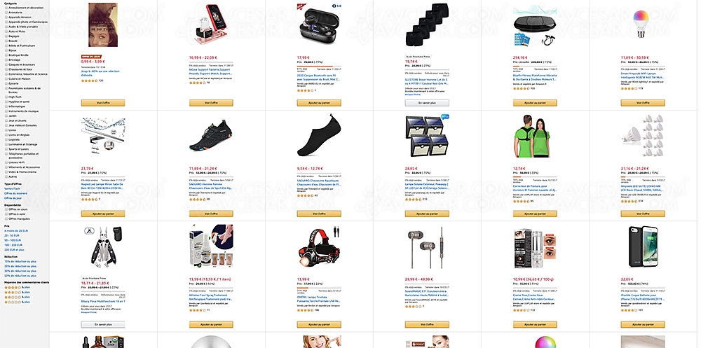 Ventes flash et promotions Amazon, 244&nbsp;produits jusqu'à&nbsp;‑83% de&nbsp;remise
