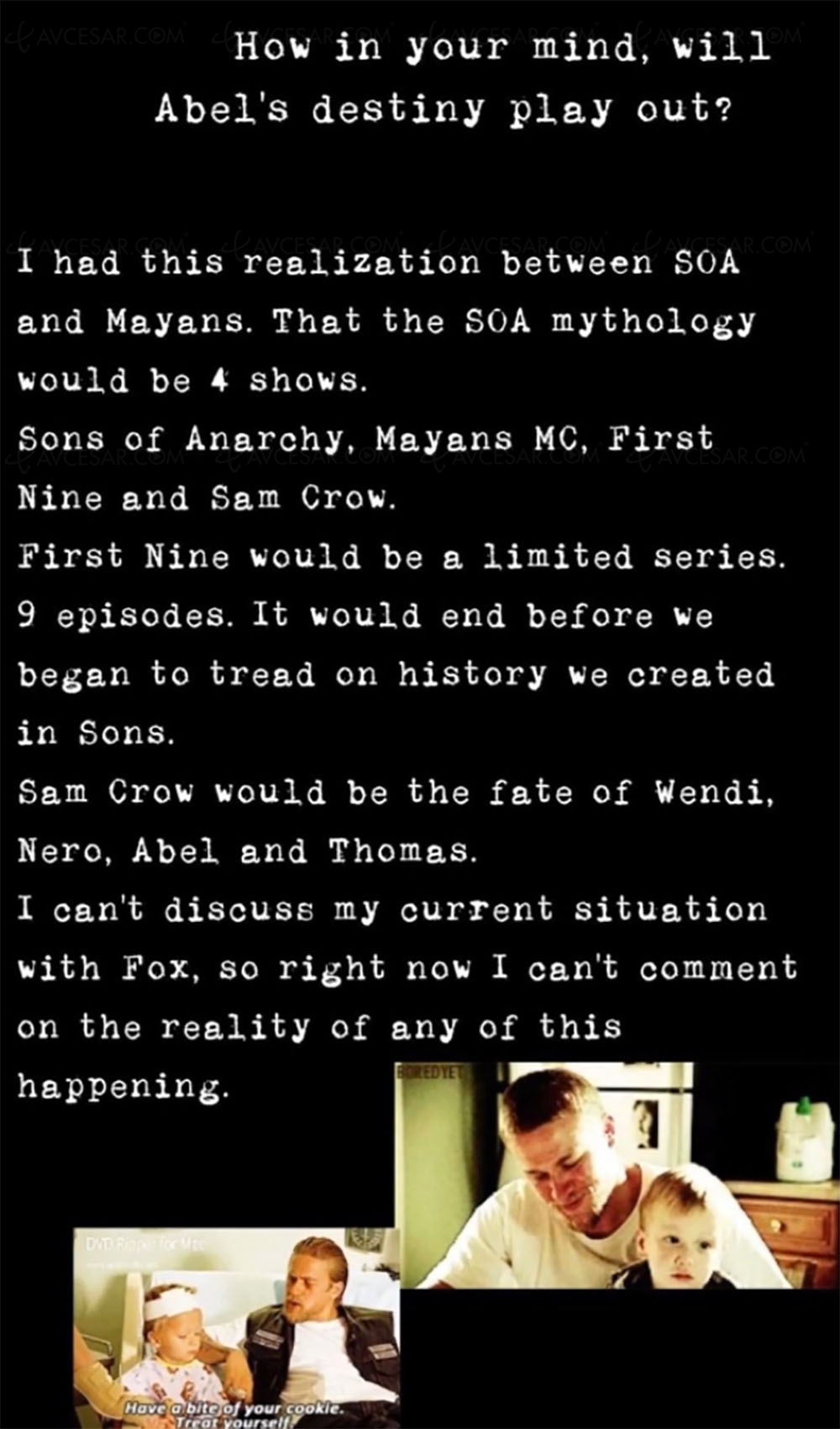 «&nbsp;Sons of Sons of Anarchy&nbsp;», Kurt Sutter&nbsp;y&nbsp;pense…