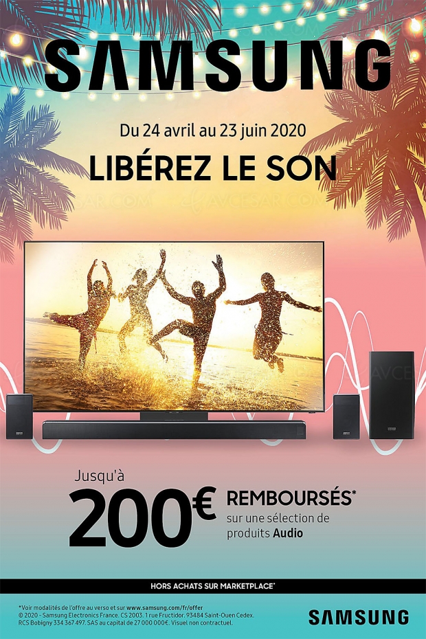 Offre de remboursement Samsung barre sonore, jusqu'à 200 € remboursés