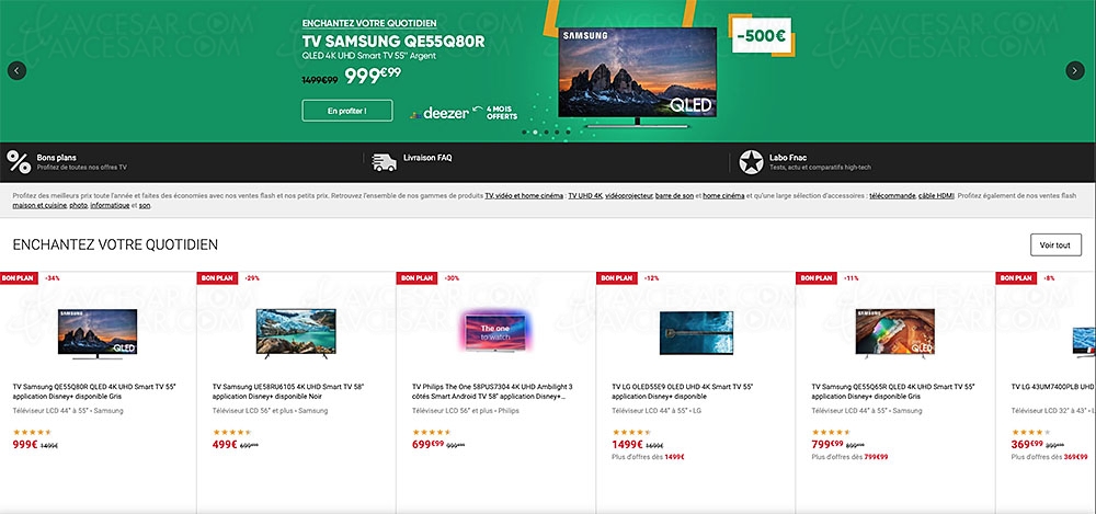 Soldes Fnac, TV Oled/QLED, barres de son, vidéoprojecteurs, jeux&nbsp;vidéo… jusqu'à ‑60%&nbsp;de&nbsp;remise