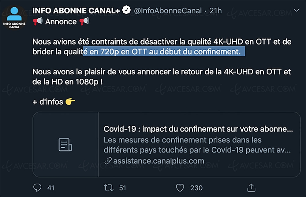 myCanal repasse à l'Ultra&nbsp;HD 4K et au&nbsp;Full&nbsp;HD&nbsp;1&nbsp;080p