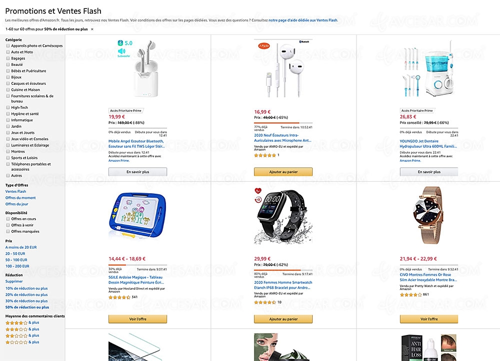 Ventes flash et promotions Amazon, 813&nbsp;produits jusqu'à -87%&nbsp;de&nbsp;remise