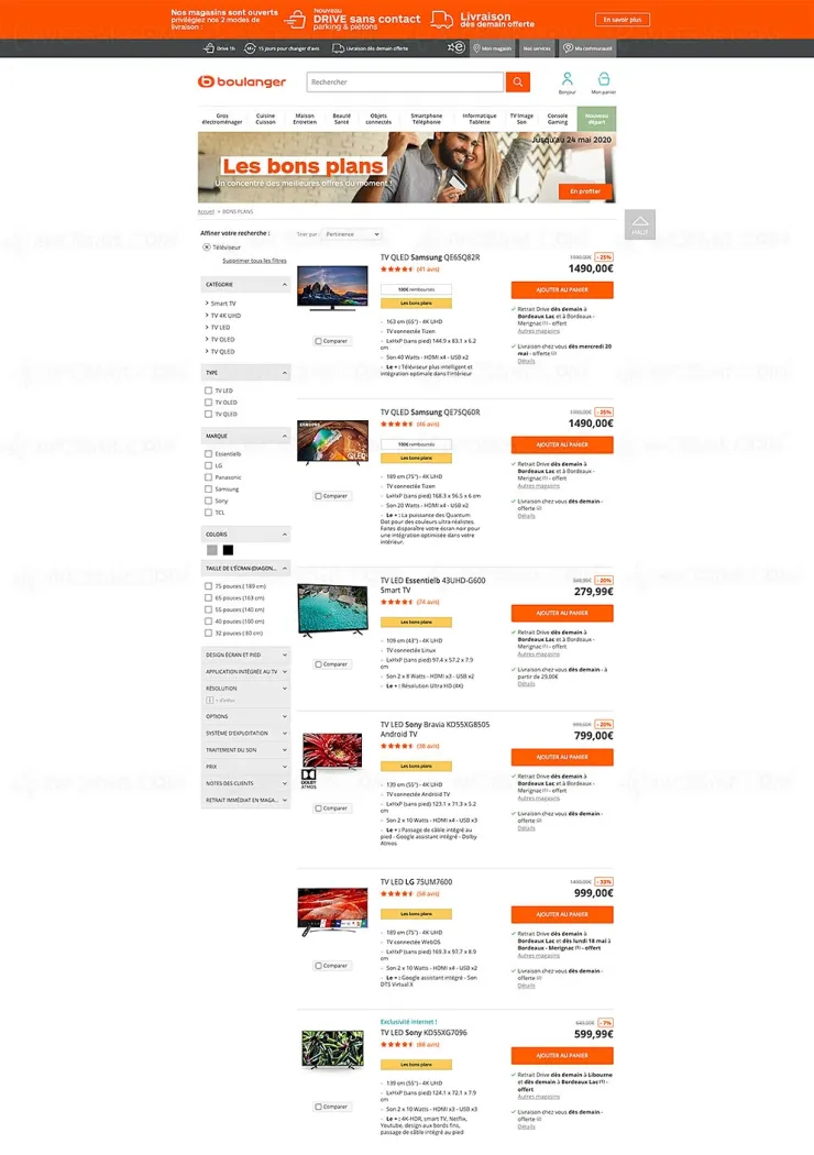 Soldes Boulanger, 19 TV proposés jusqu'à -40% de remise