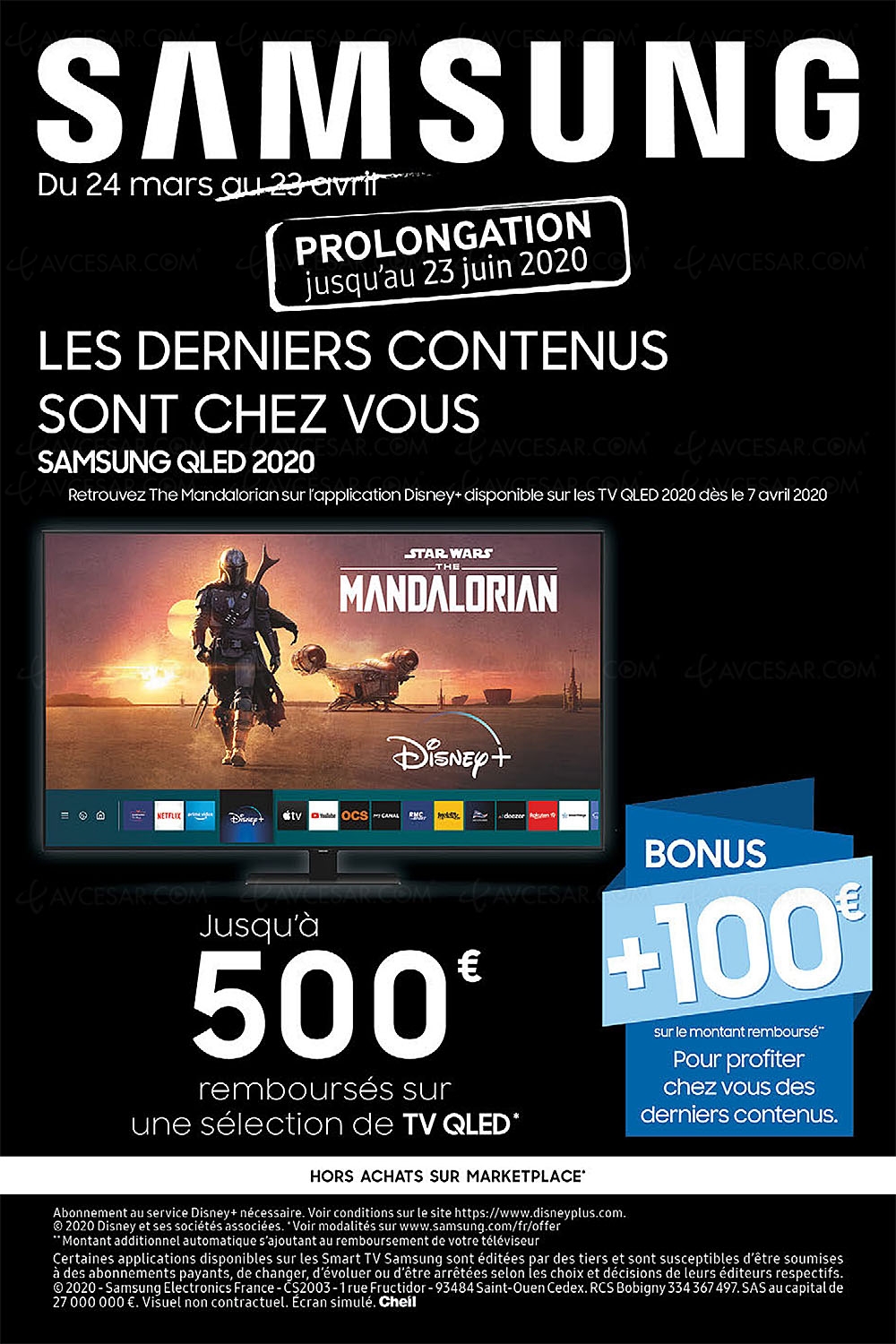 Offre de remboursement&nbsp;TV Samsung QLED&nbsp;2020, jusqu'à 600&nbsp;€&nbsp;remboursés