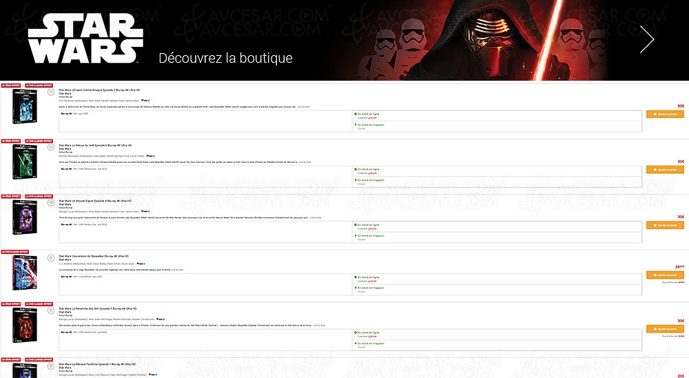 Mega Bon Plan Fnac Com Star Wars 4k Ultra Hd 2 Films Achetes Le 3e Offert
